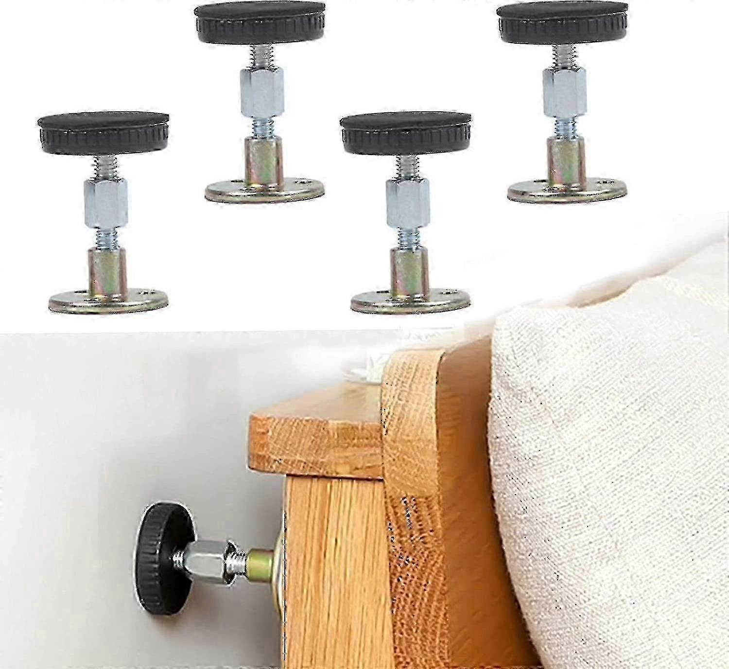 4 Pieces Adjustable Threaded Bed Frame Anti-shake Tool Telescopic Bracket, Headboard Plug Set Anti-shake Fixer Anti-vibration Fixings For Home Fu