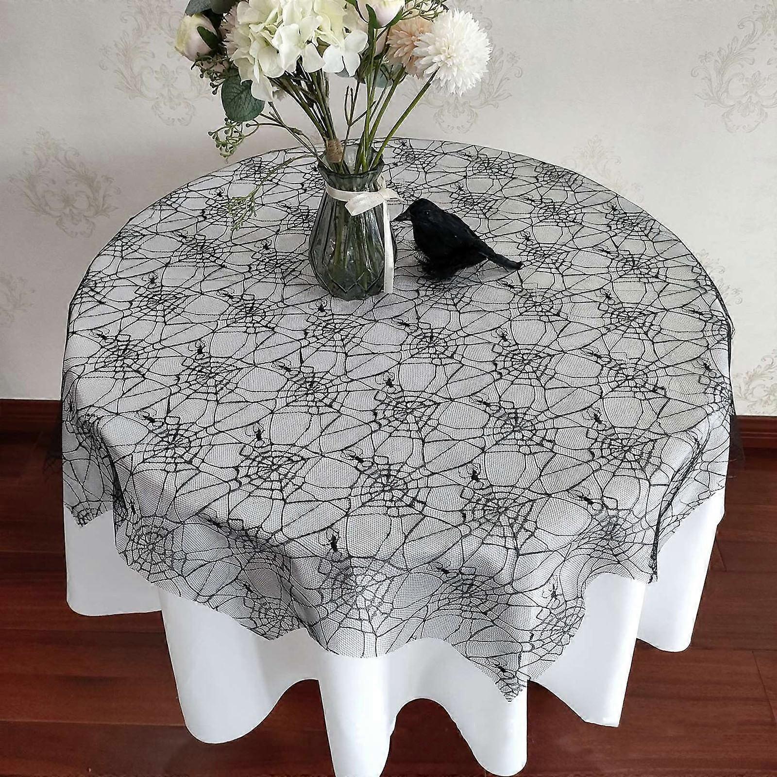 YiFudd Halloween Tablecloth Black Round Tablecloth Set Combination Halloween Home Decoration Layout