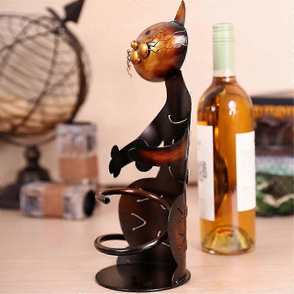 Cat Shaped Wine Bottle Holder, Metal Decorative Stand