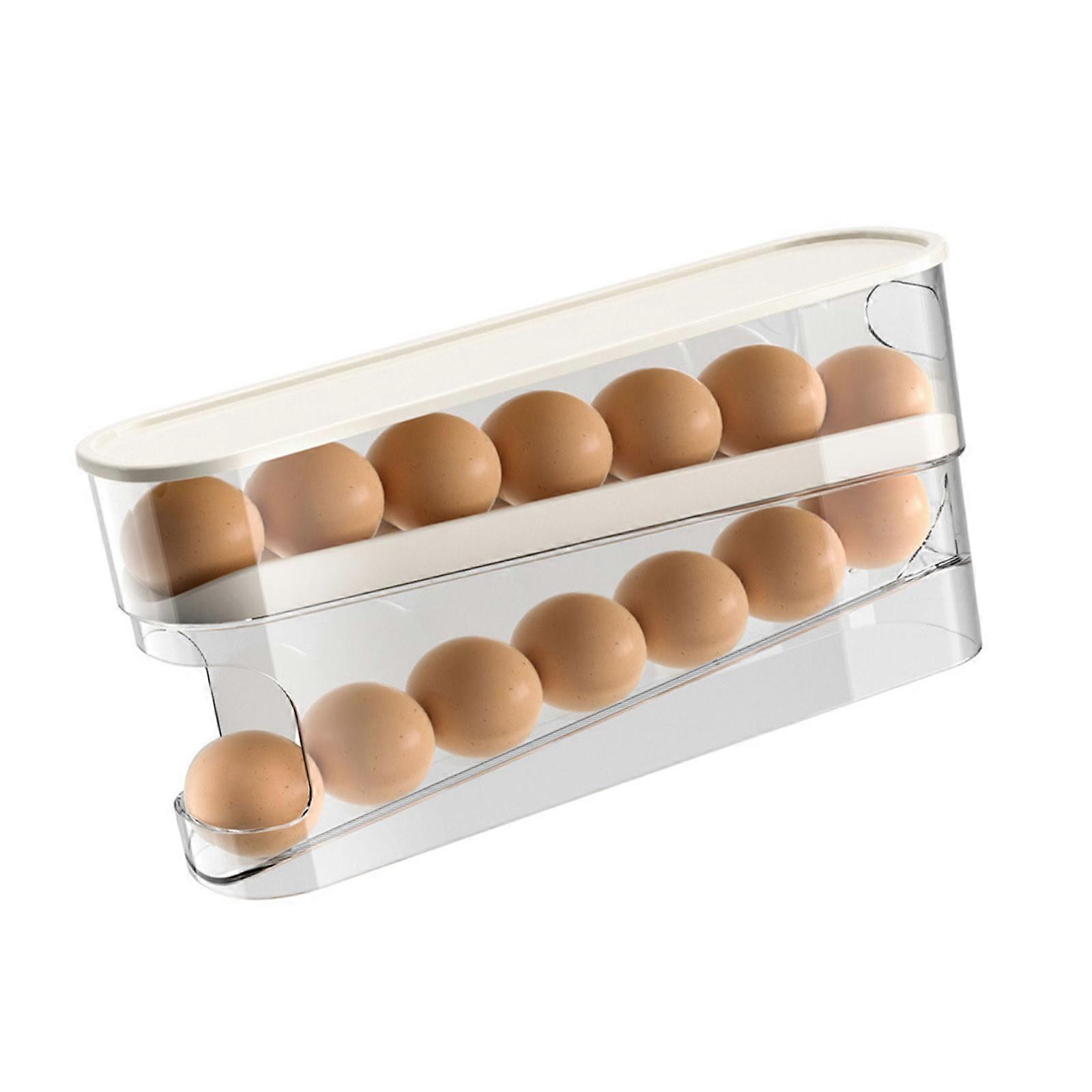 Space saving Refrigerator Eggs Dispenser Automatic Scrolling Eggs Rack Holder Storage Boxes Eggs Storage Holder Multicolor