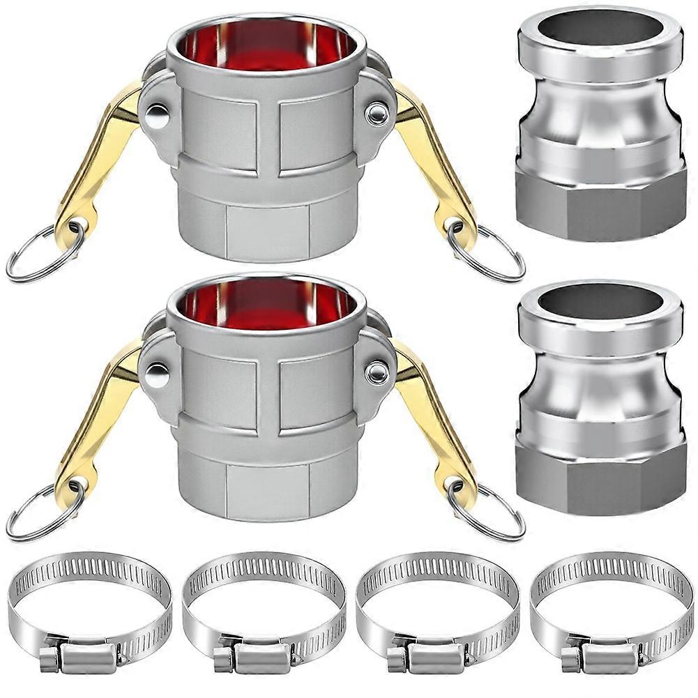 Camlock Fittings Type A & D 2 Inch Aluminum Cam and Groove Hose Fitting Kit,2 Inch Male Adapter Camlock, Hose Clamps