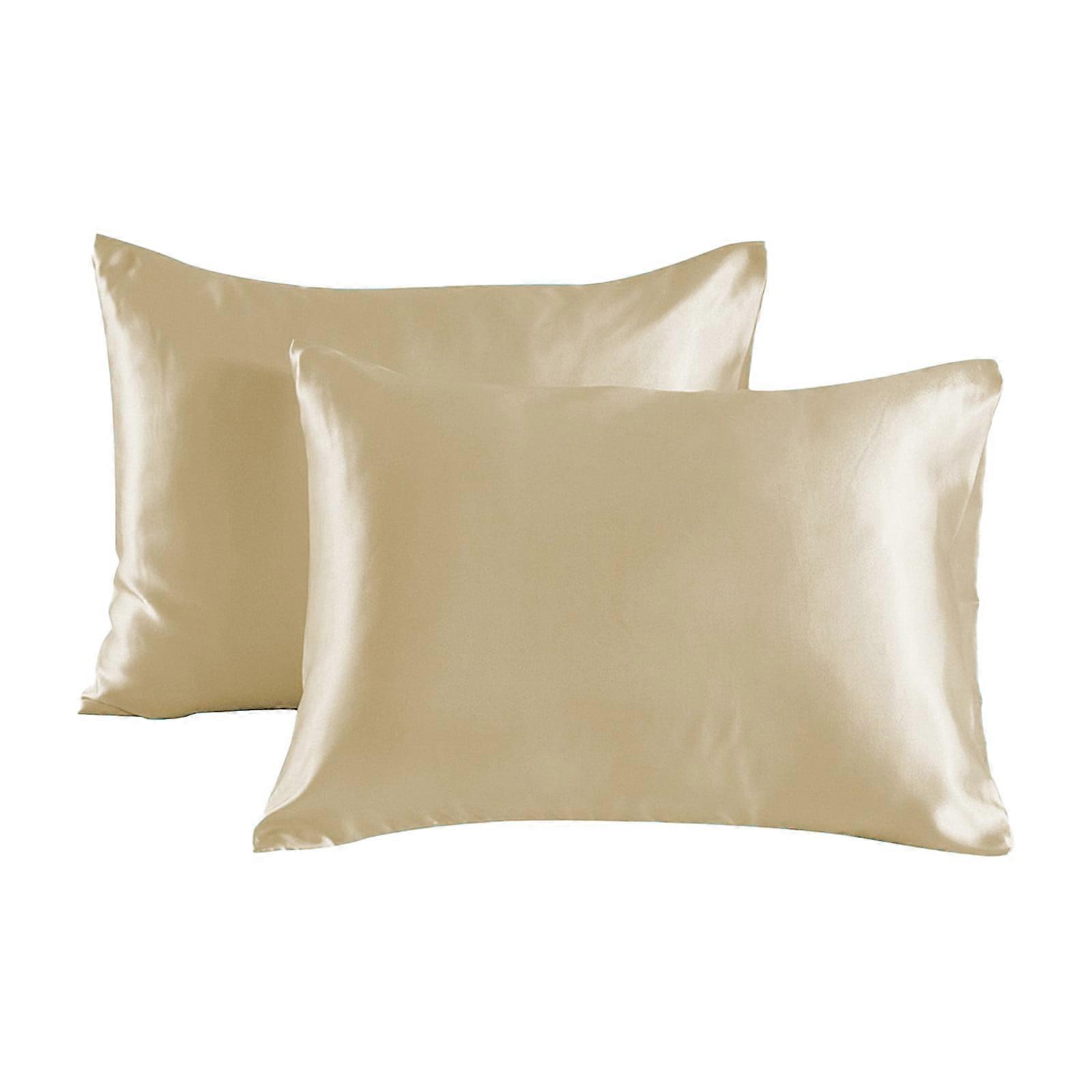 Federra 2pcs Imitation Silk Pillowcase Solid Color Double Complexion Pillowcase Pair