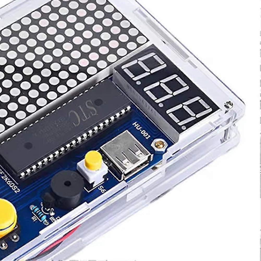 DIY Game Kit Pixel Game Console 51 Microcontroller Game Console Snake Racing Pixel Game Console with Acrylic Case