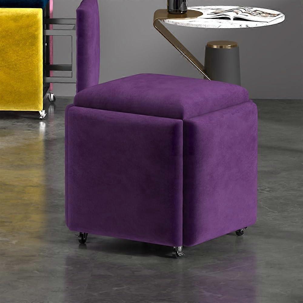 5-in-1 Seating Cube Storage Ottoman with Swivel Casters, Transformable Ottoman Set