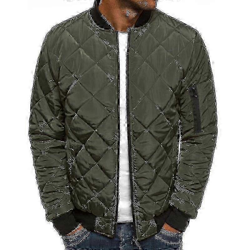 Men Jacket Quilted Padded Coat Bomber Jacket Outerwear Tops