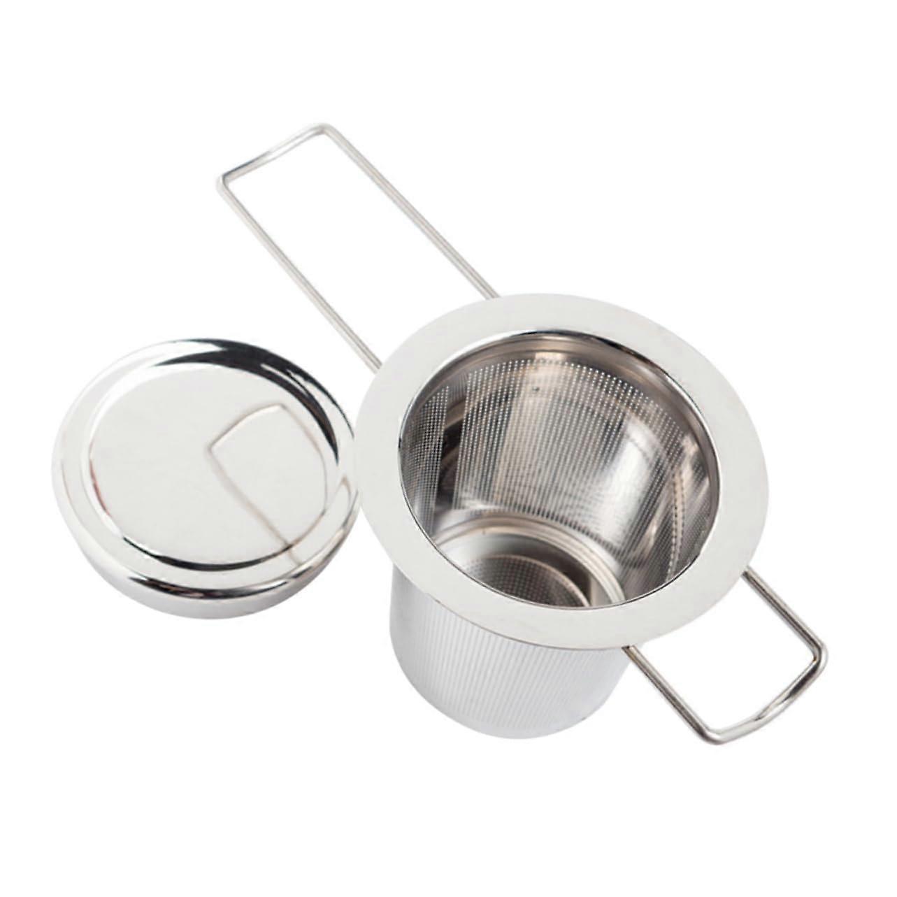 Tea Infuser Stainless Steel Fine Mesh with Lid Adjustable Folding Handle for Loose Leaf Brewing