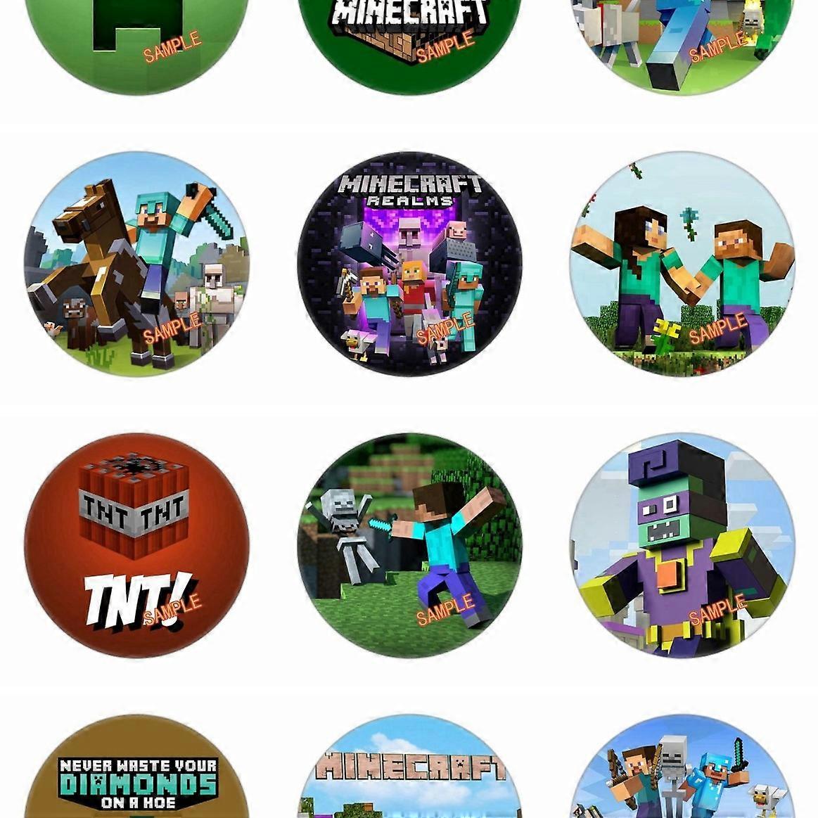 Minecraft Game Pin Badges Set 38 Characters 44mm/58mm Size Options Rubber Back Spring Pin Collectible Souvenirs