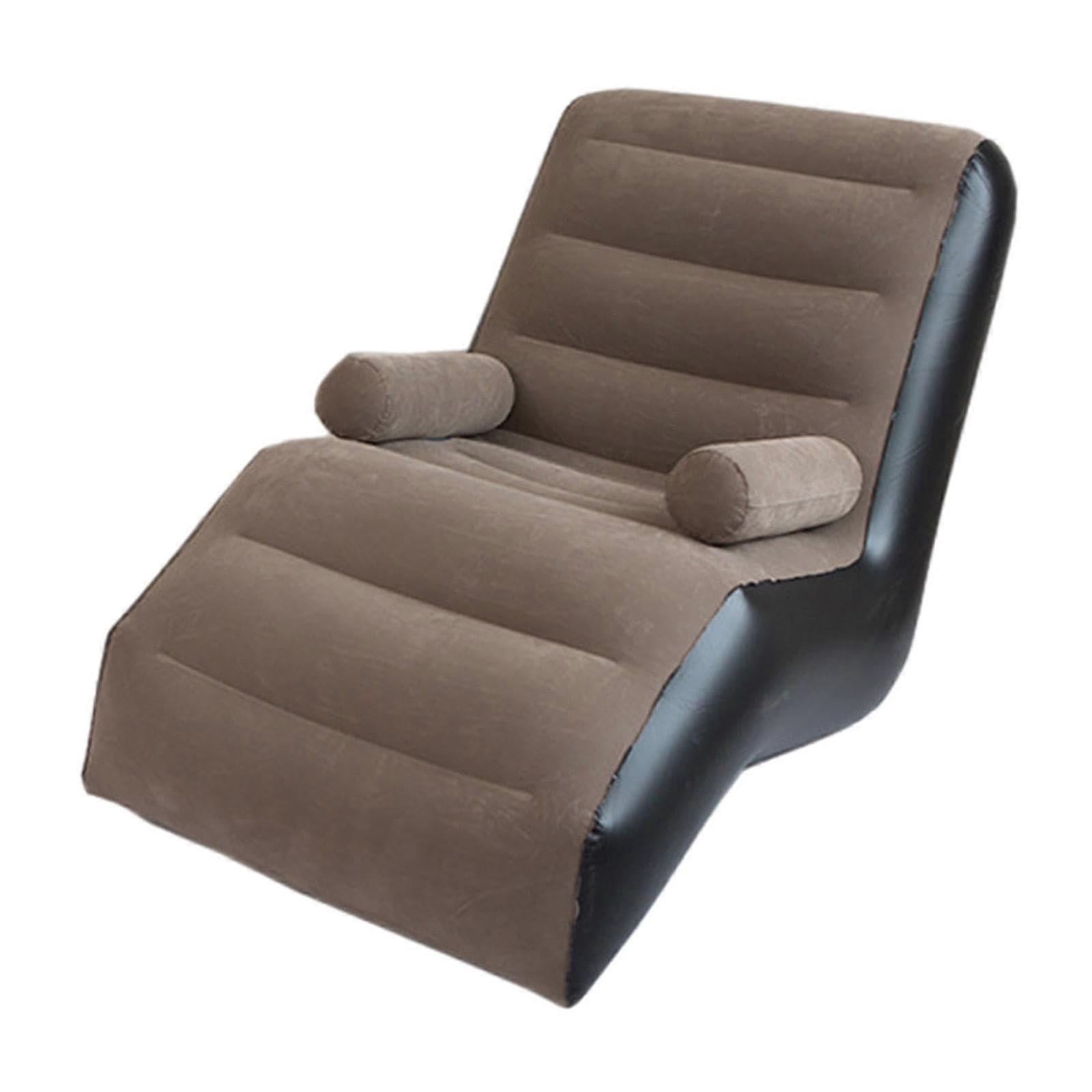 Inflatable Chair Sofa PVC Soft Folding Lazy Sofa Portable Indoor Outdoor Lounge For Home And Bed Brown