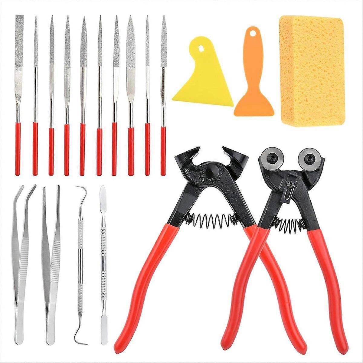 19 Pieces Mosaic Tool Kit, Professional Mosaic Cutting Tools