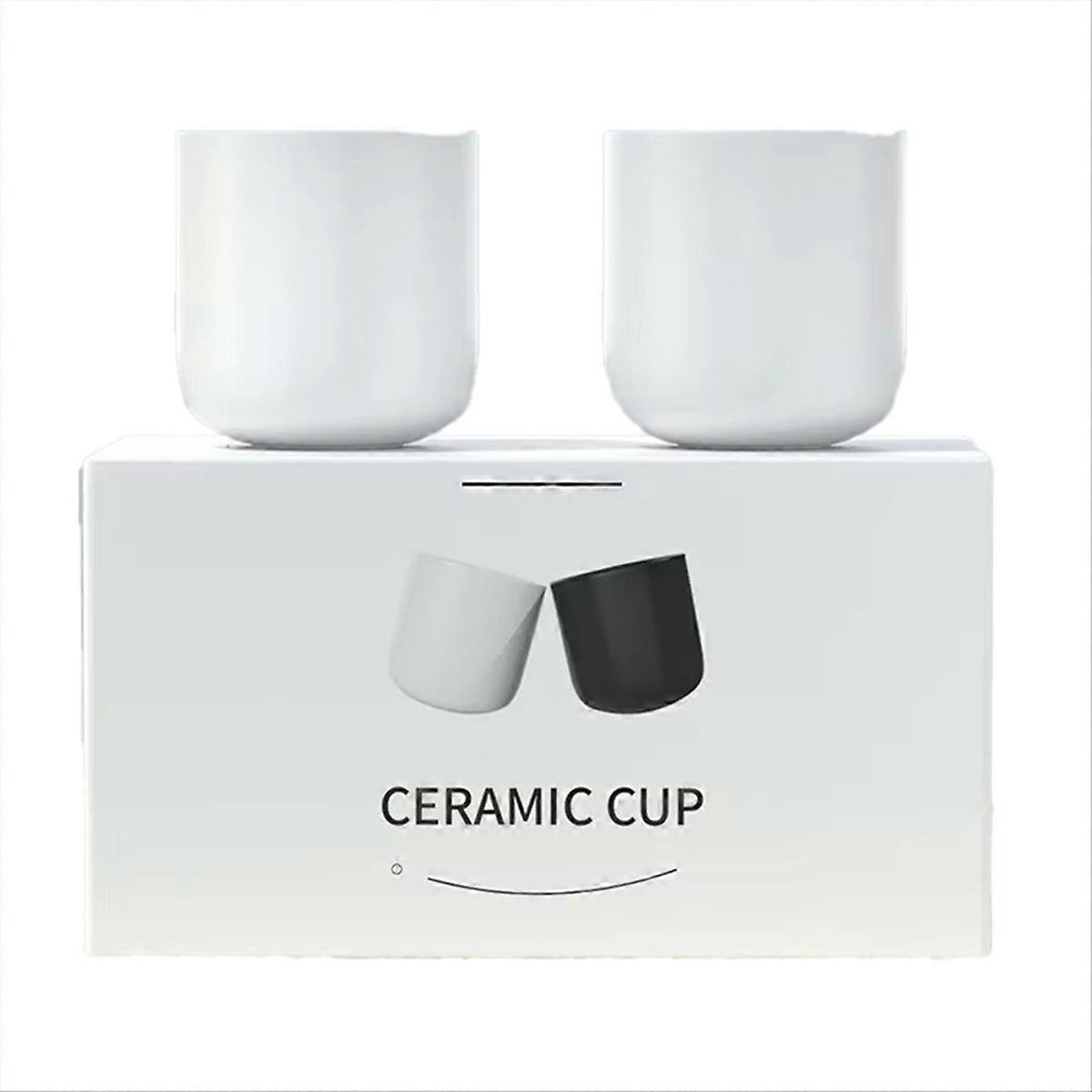 2Pcs Ceramic Coffee Cup Set,Espresso, Latte, Milk & Cold Brew,White