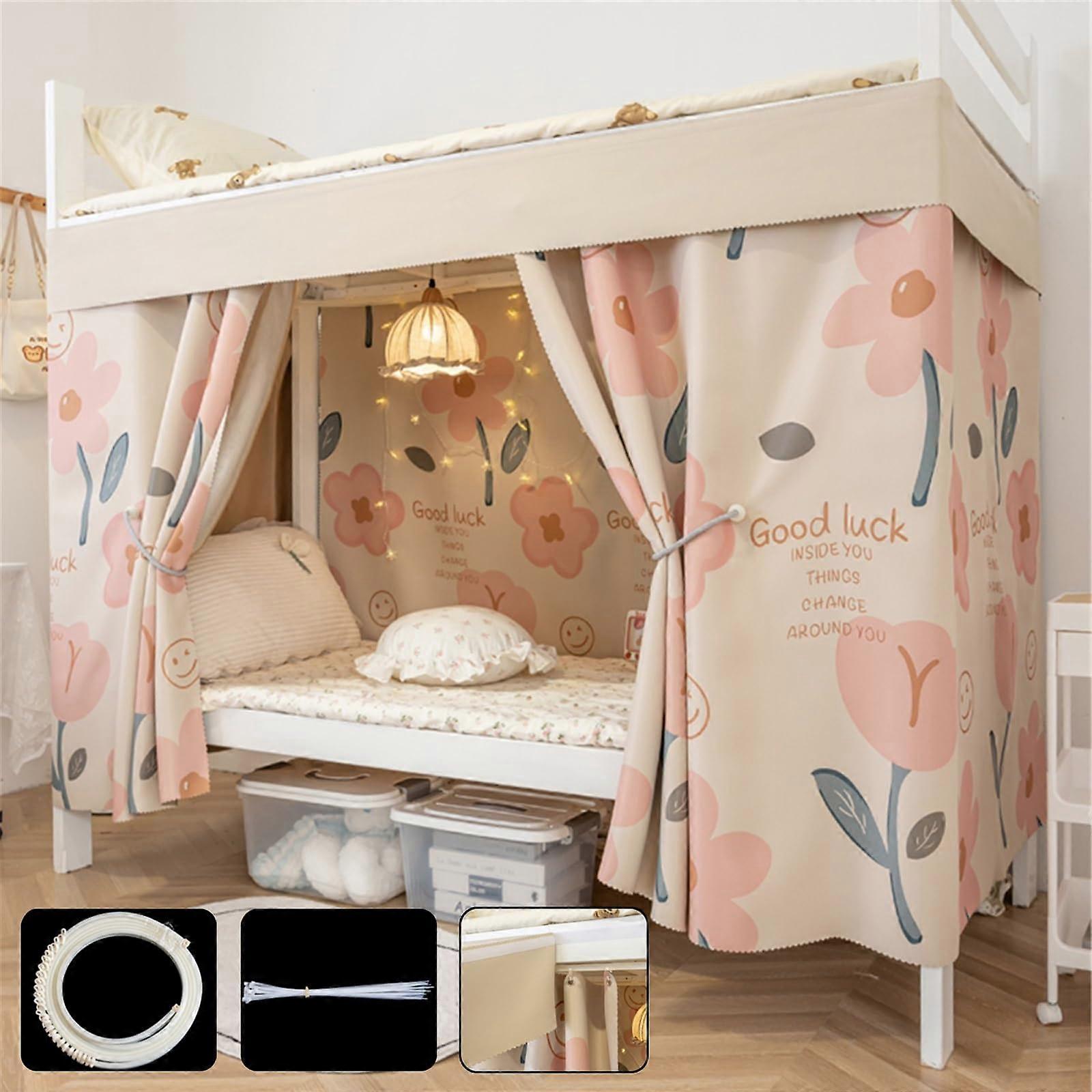 Bunk Bed Privacy Curtain Set Light Blocking Breathable for Dorm  Bunk 1.2M Flower A