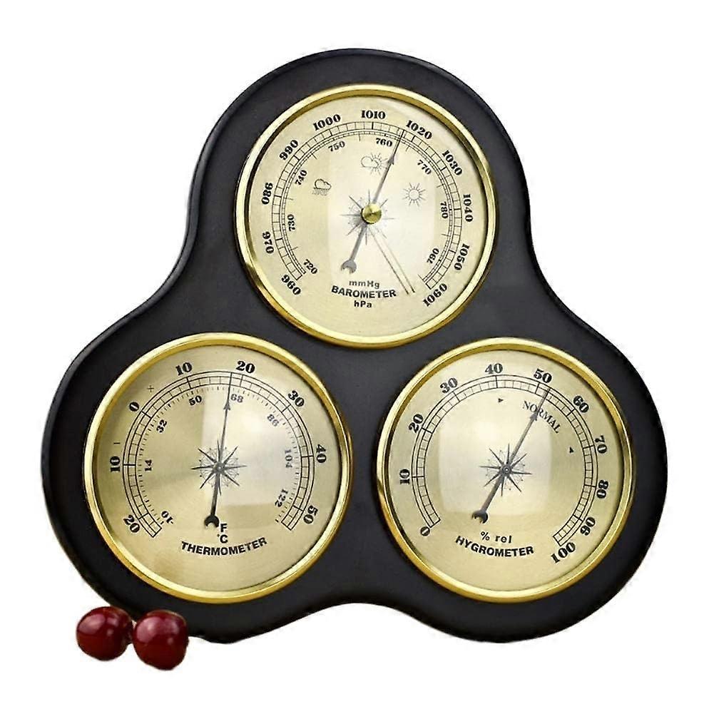 Analog Barometer with Thermometer and Hygrometer, 3in1 Gold Weather Station for Home or Marine