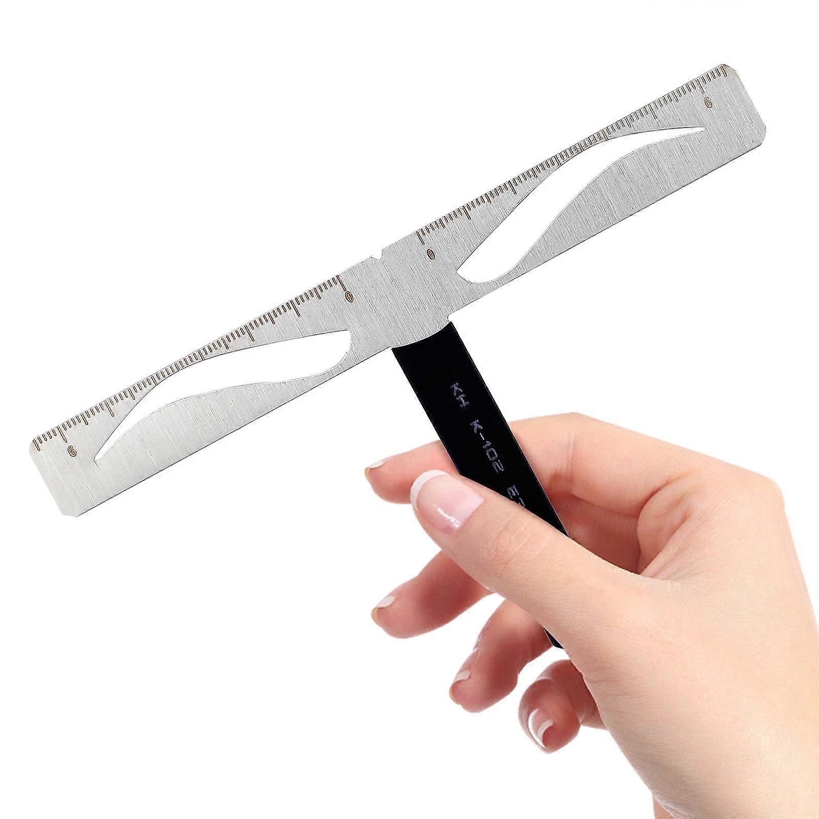 Three-Point Eyebrow Ruler for Measuring with 3Pcs Stencil Kit Use