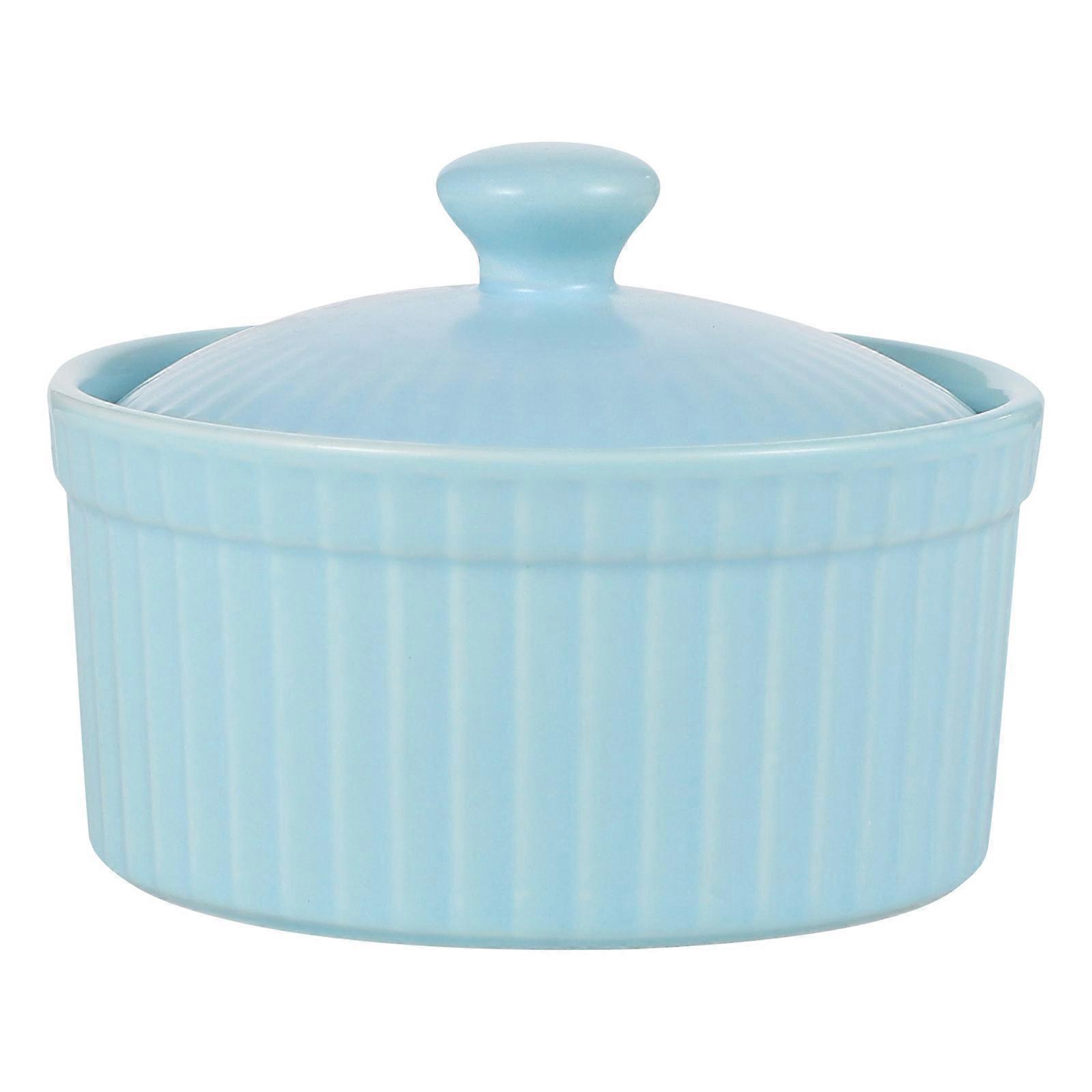 Keramik-Dessertschüssel/Backschüssel, 2-teilig, blau, mit Deckel