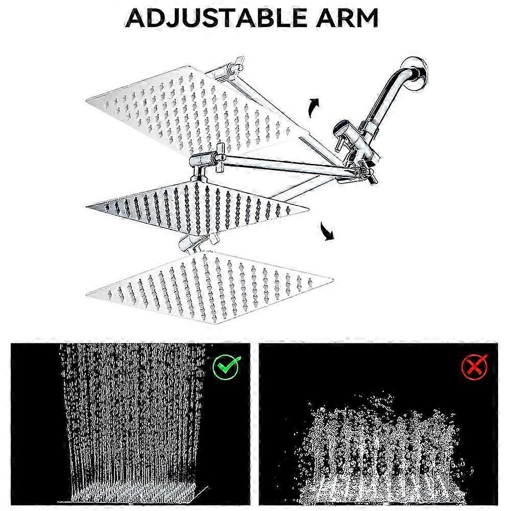 8 Inch Electroplated Rainfall Showerhead with 5 Modes Handheld Spray Wall Mounted Shower System