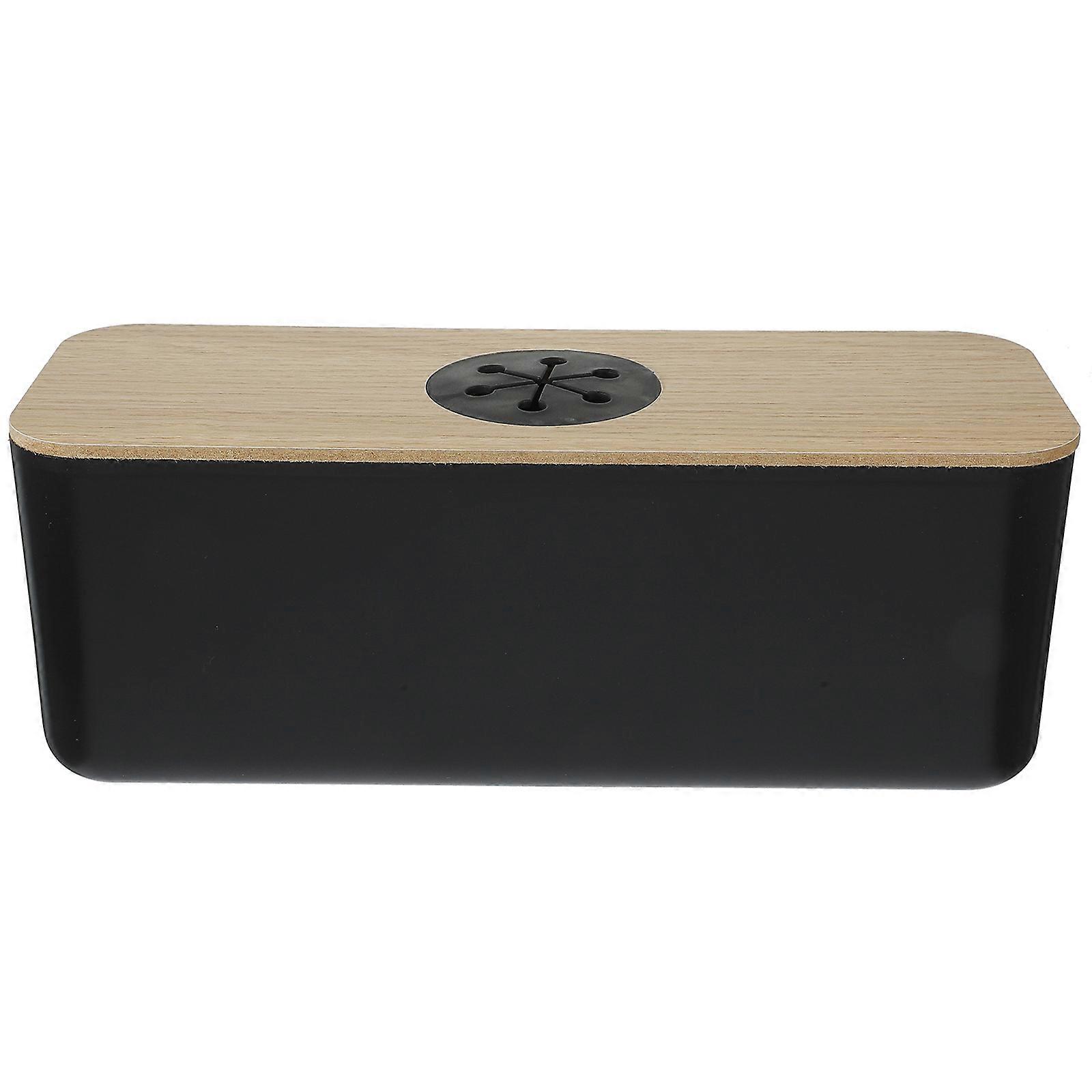 Desk Cord Organizer ABS Wood Cable Box for Home Use 4Pcs Set