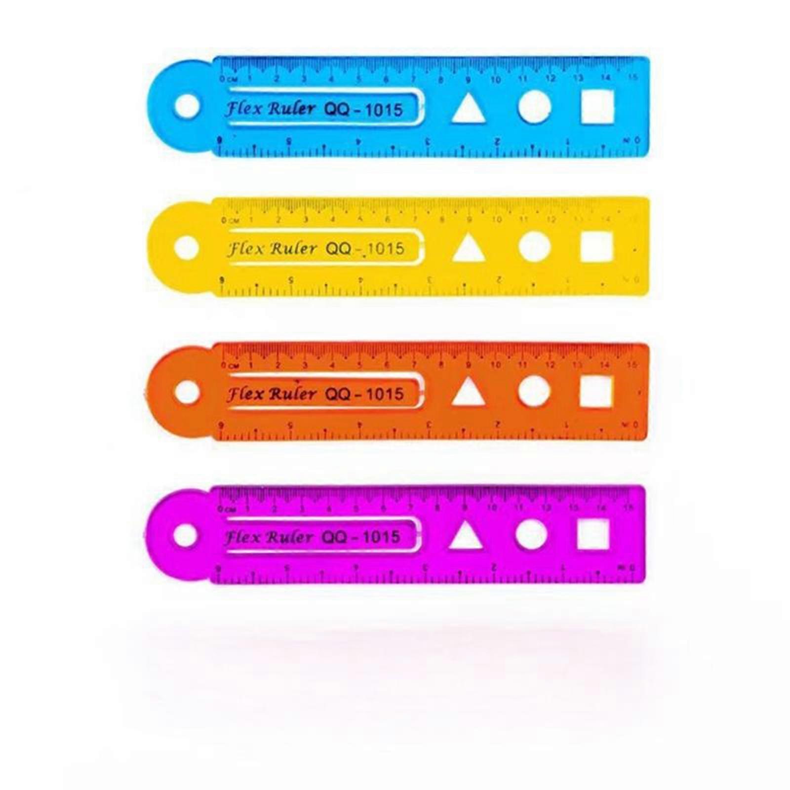 4 Pieces 15/20/30cm Bendable Ruler Flexible Ruler Straight Ruler Measuring Ruler Soft Ruler for School Classroom Office Multicolor