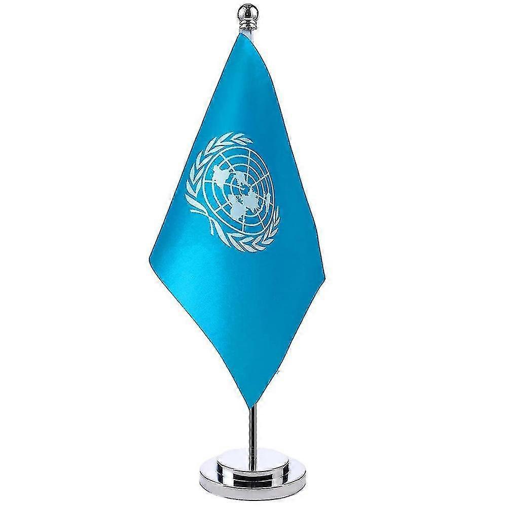 For UN Table Flag Set: Office Desk Banner with 14x21cm Pole & Stand