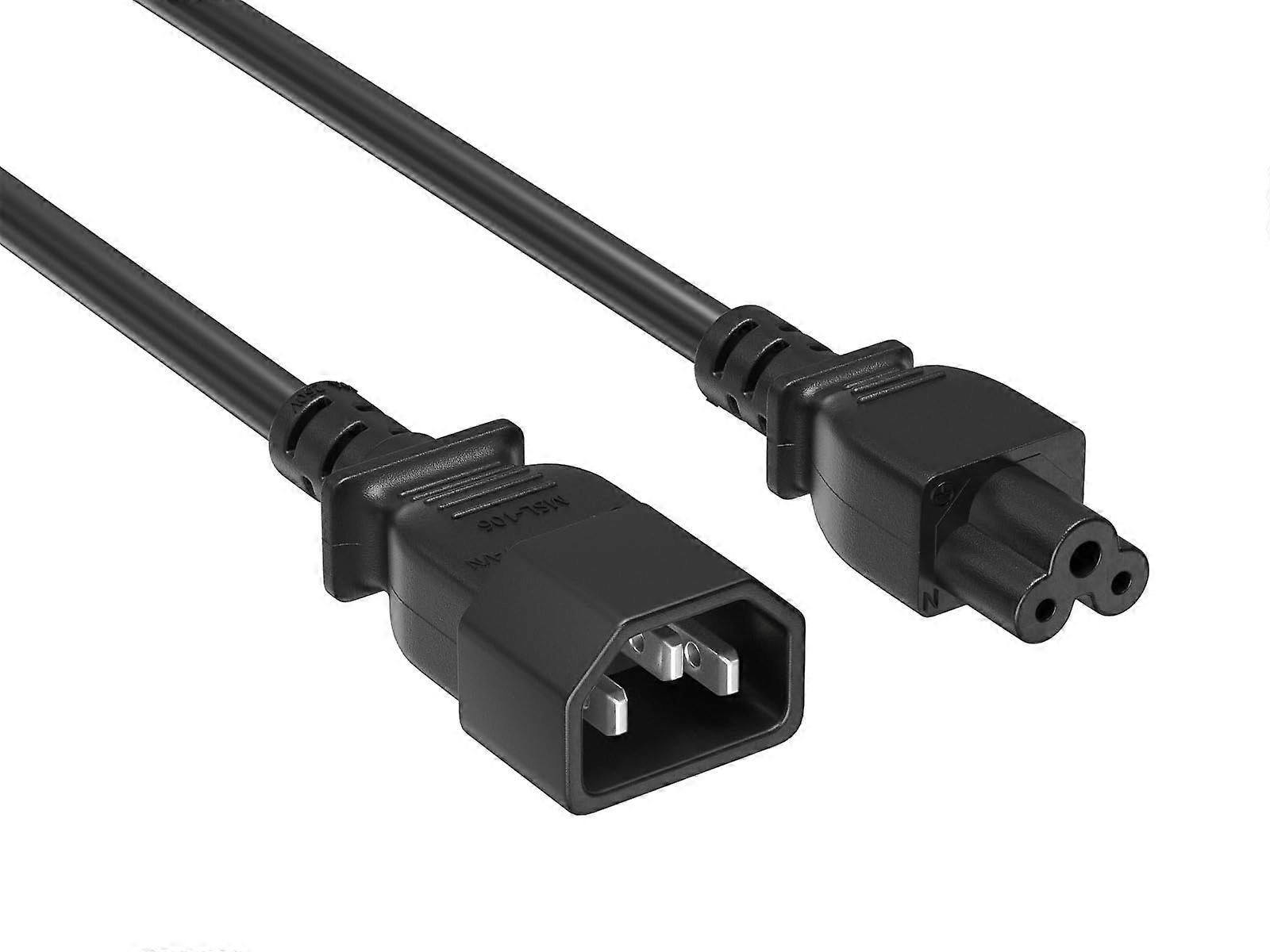 3Prong IEC C14 to C5 Power Cord 6ft 18 AWG 10A Black for Laptop Reliable Power Delivery