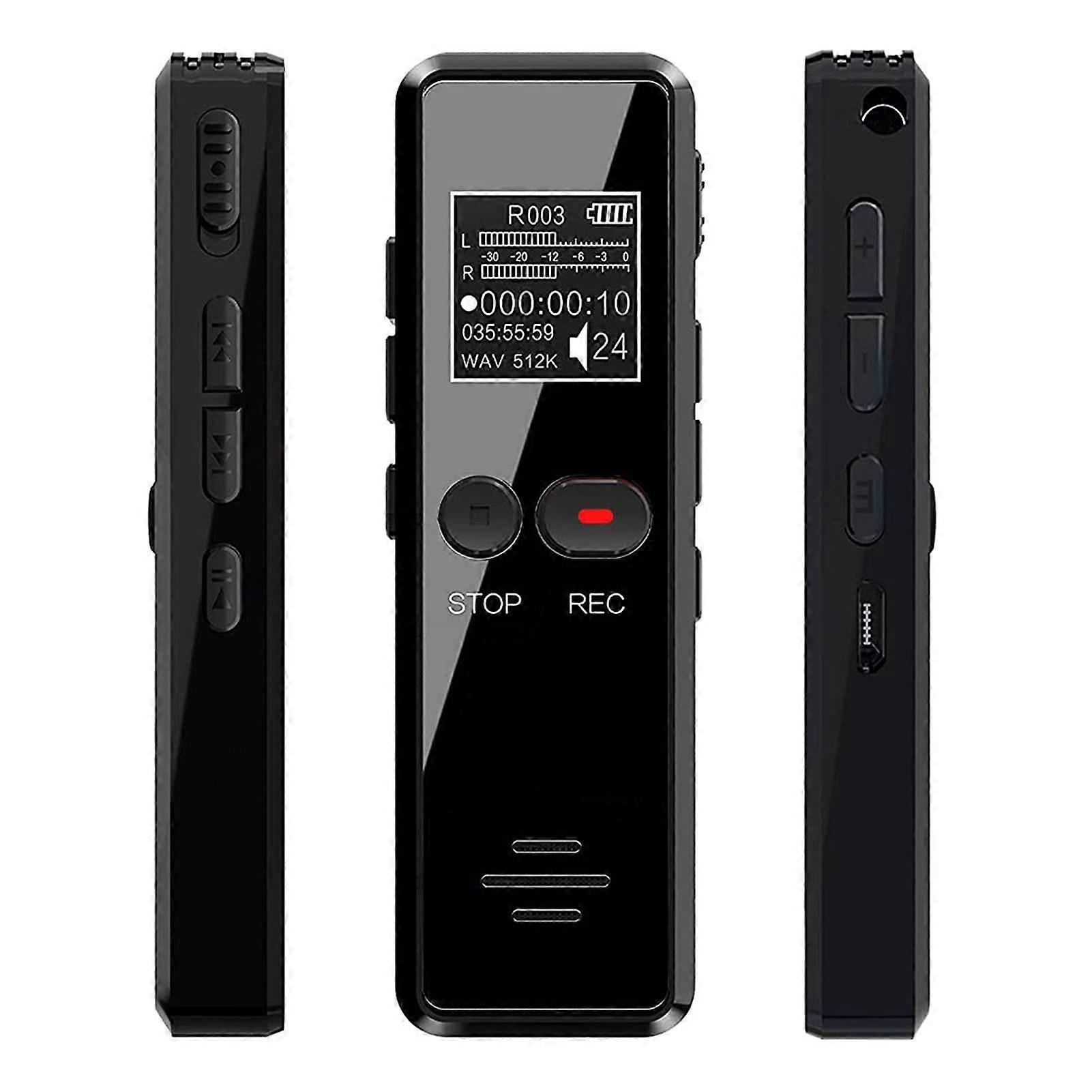 Digital Voice Recorder 8GB MP3 Player, Rechargeable Battery, 1536 Kbps Bitrate, Password Protection, Time Stamp Function