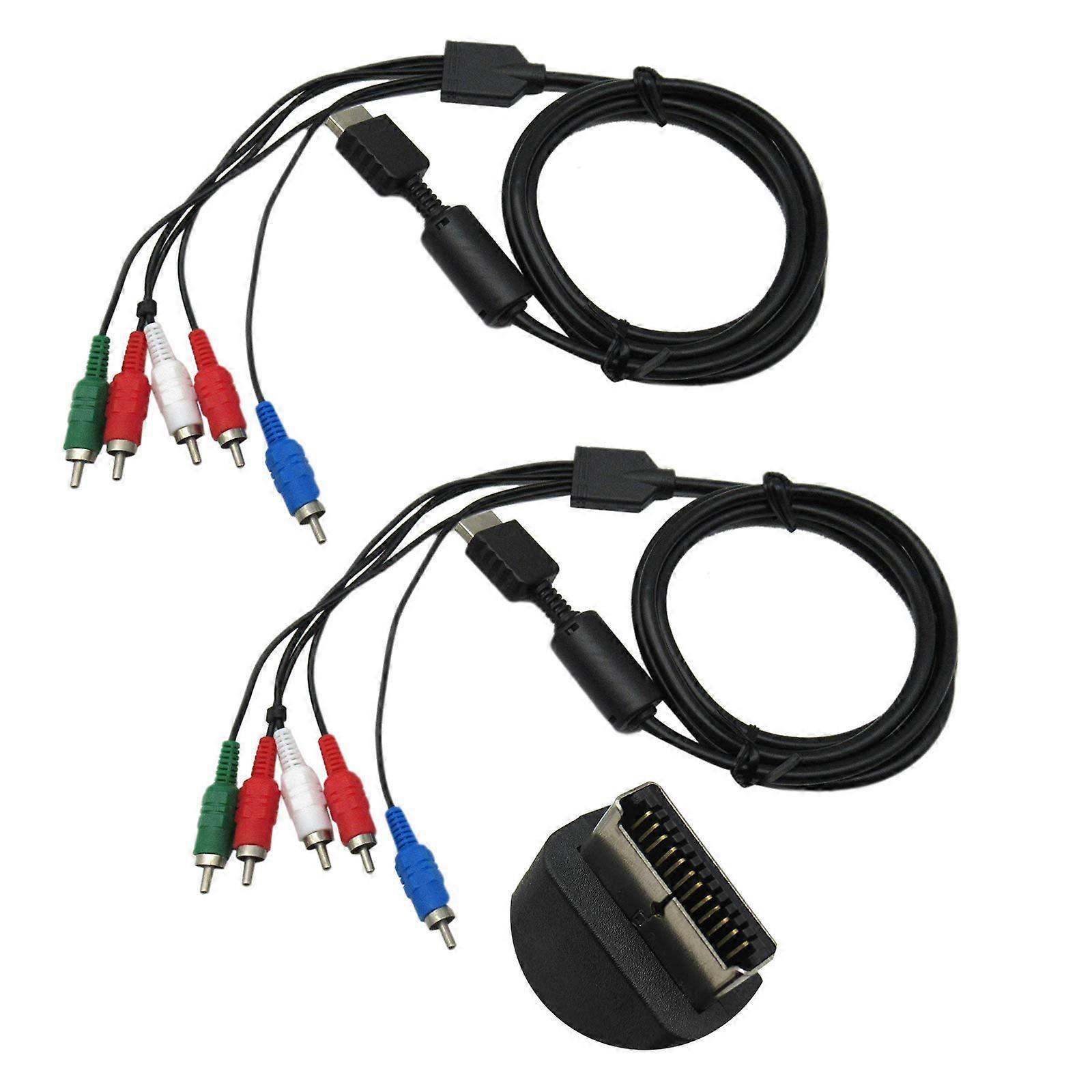 Component AV Cable 2 Pack Full HD 1080p RCA for PS3 PS2 Resolution Gaming on HDTV