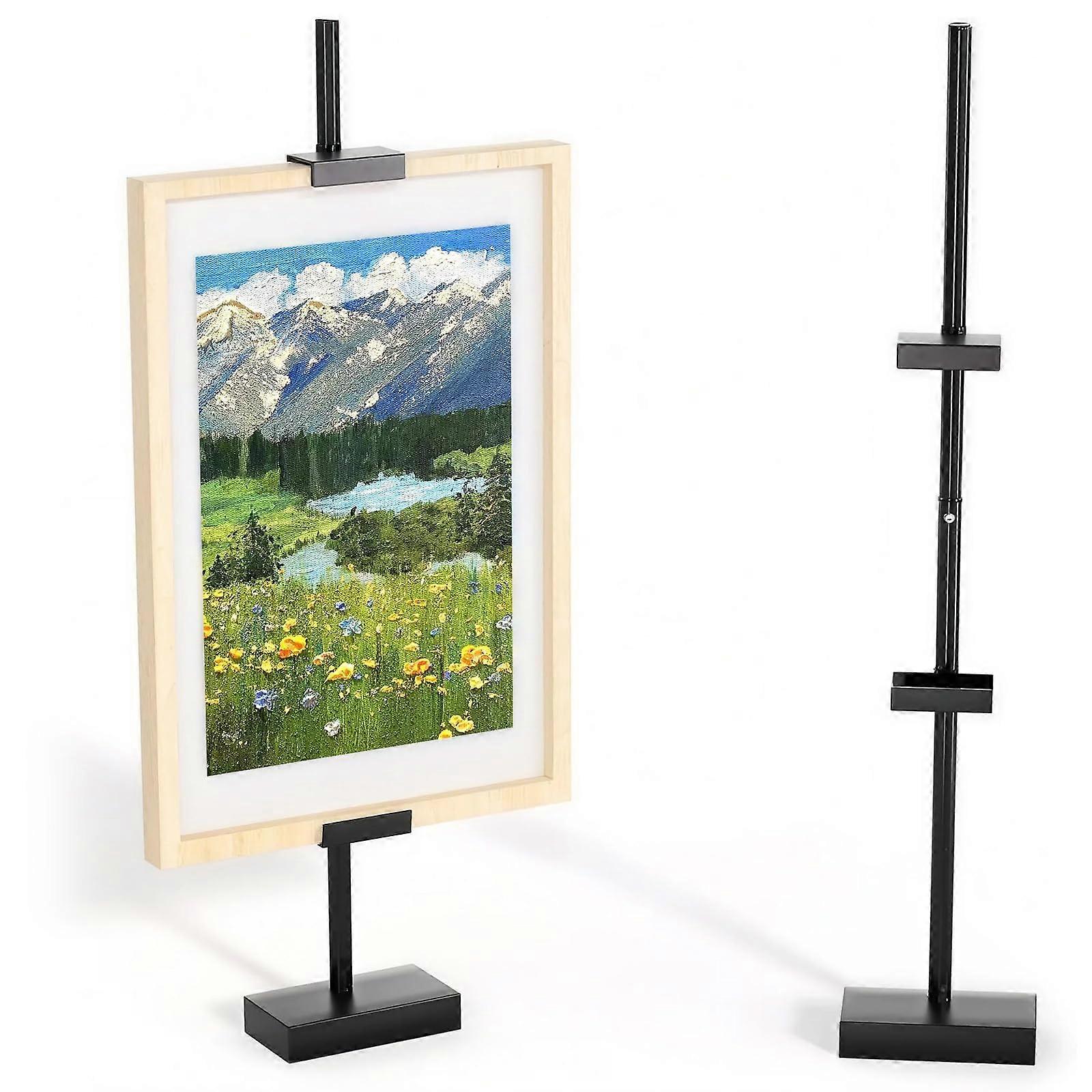 Adjustable Tabletop Easel Stand with Metal Frame, Portrait and Landscape Display for Artwork and Photos