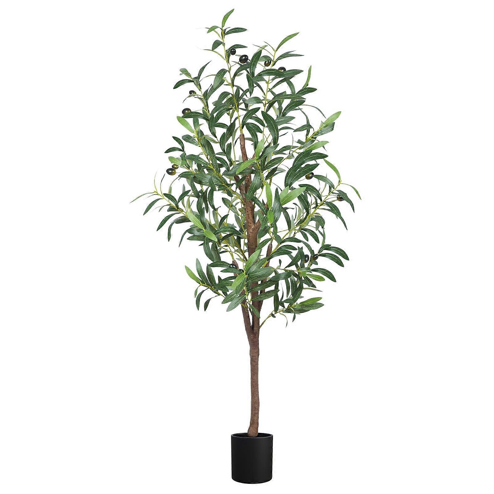 4ft Artificial Olive Tree with Pot, Realistic 436 Leaves, Adjustable Branches for Home and Office