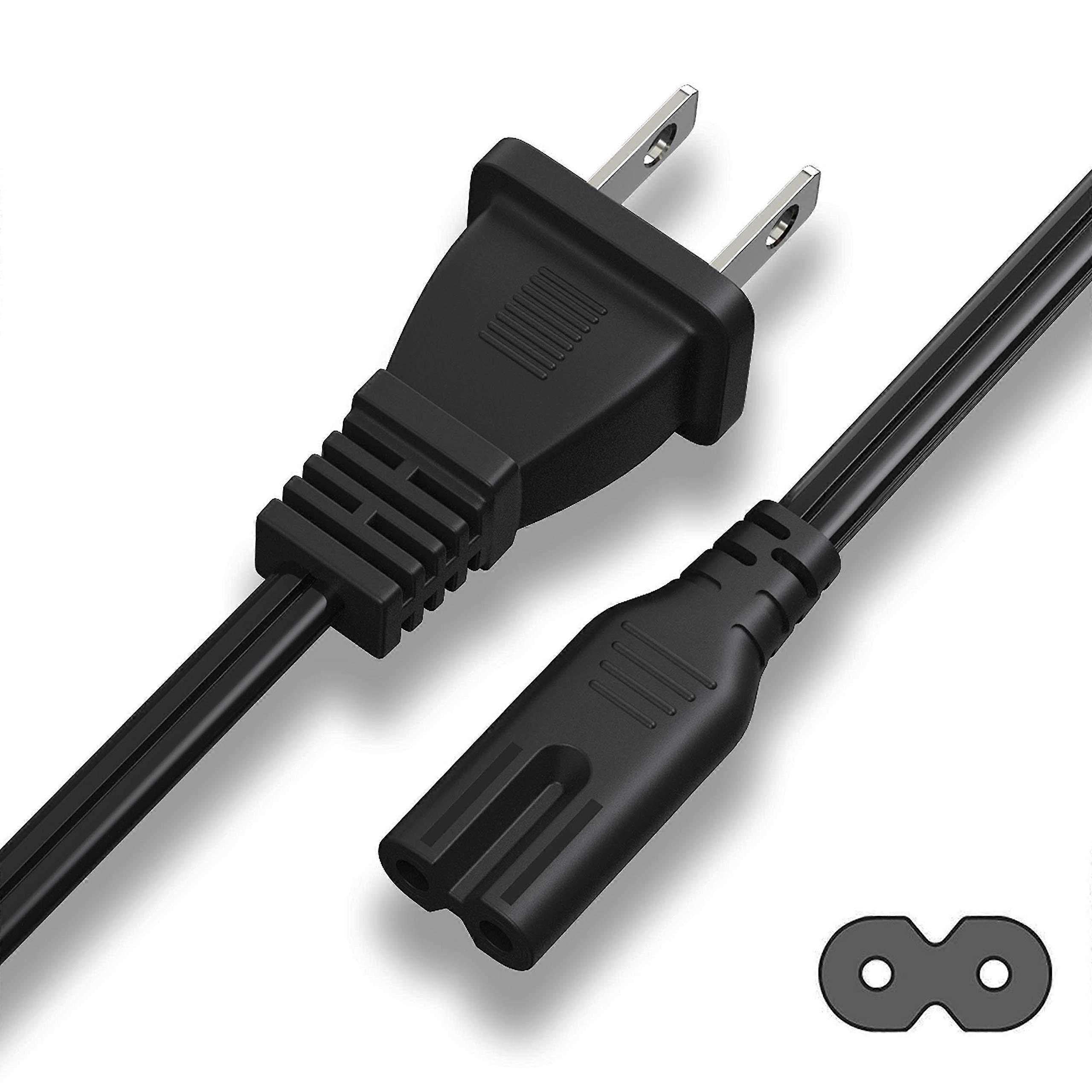 6ft Power Cord for Samsung TVs 2 Prong UL Certified 18AWG Replacement Cable for LED LCD Smart TVs