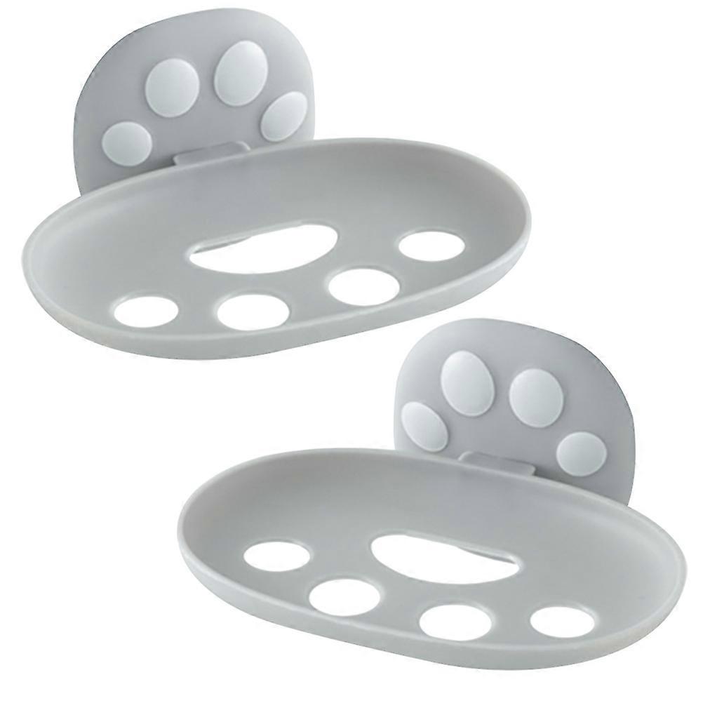 2Pcs Soap Box for Storage Plastic Soap Draining Dish in Grey Color