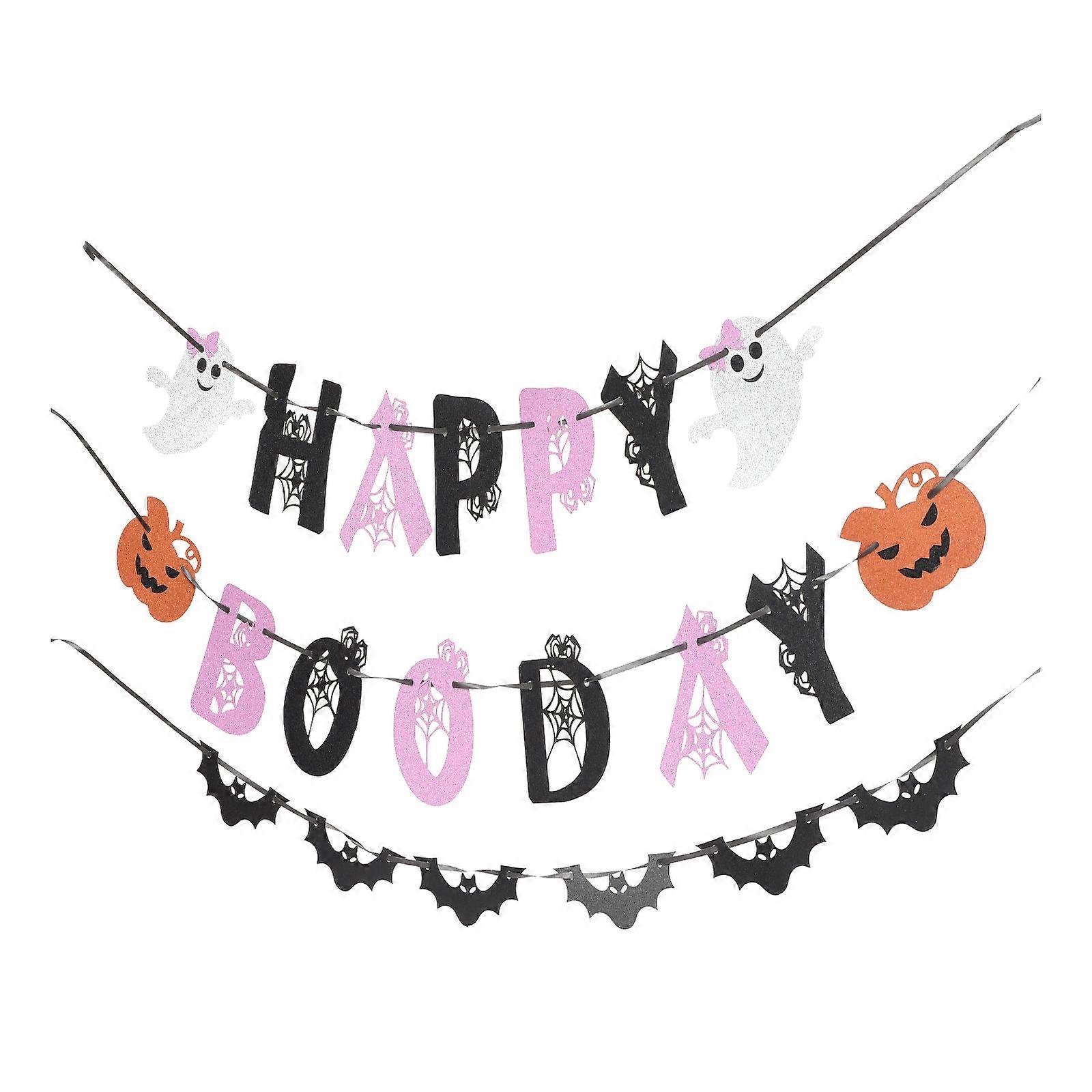 Hanging Halloween Banners Multi-Colored Rectangular Flags Carnival Decorative Supplies 10X8.5cm 1Set