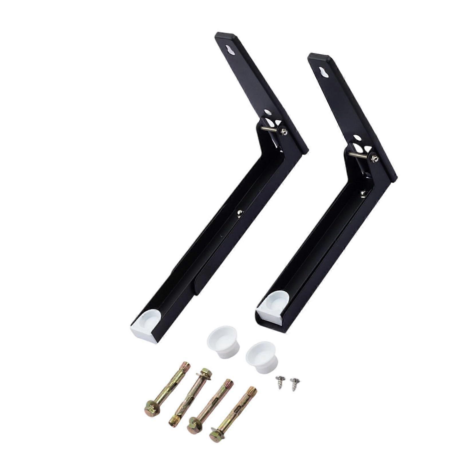 Microwave Oven Wall Mount Adjustable Width Rust Resistant Heavy Duty Stainless Steel Shelf Black