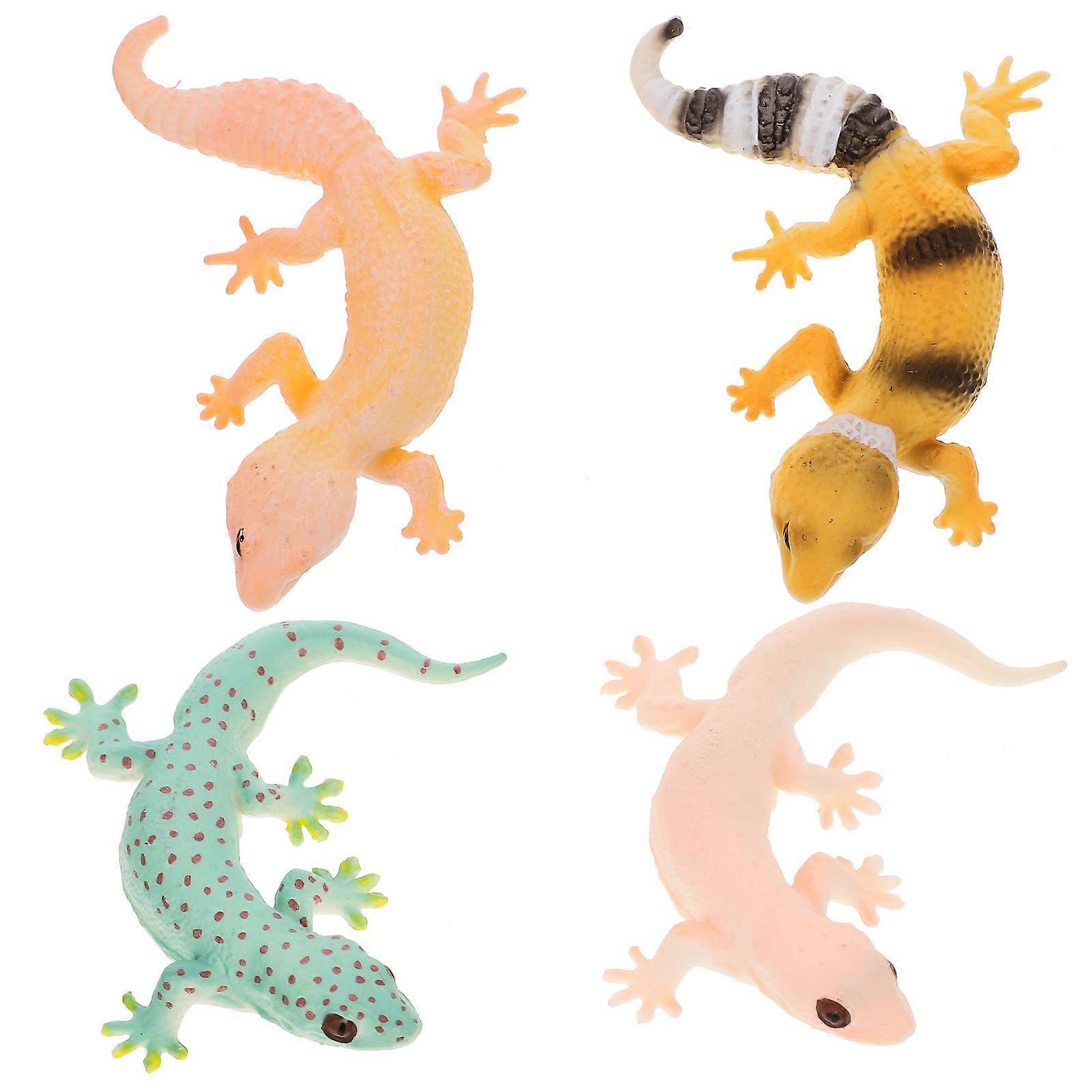 Artificial Animal Model Lizard Figurine for Decoration 4Pcs Plastic Toys