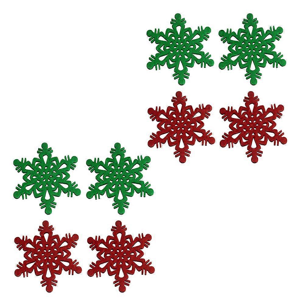 Non-Woven Snowflake Cup Coaster for Christmas Decoration 2Sets Red Set