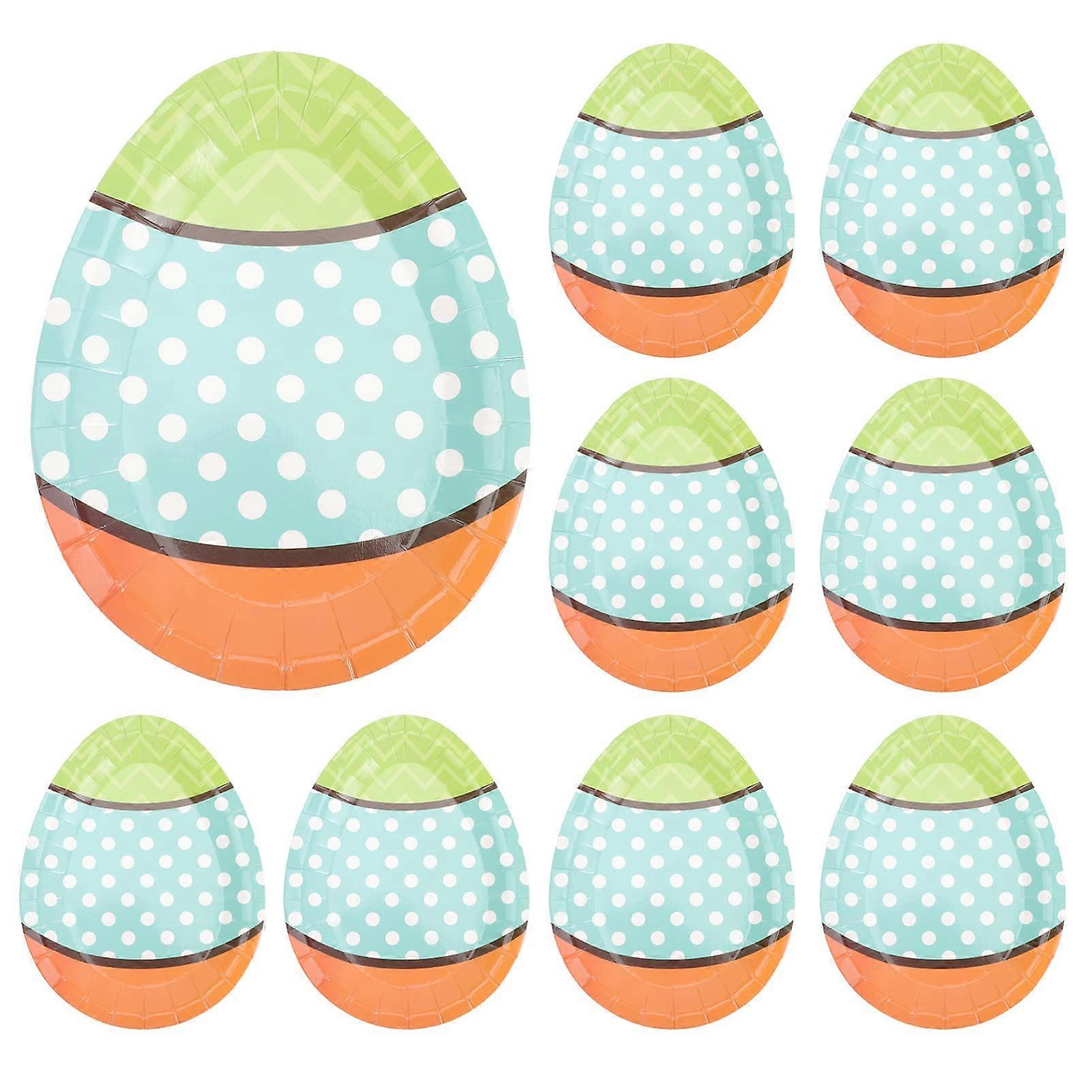 Easter Party Plates 18pcs Bright Color Egg Shape Disposable for Cake Dessert and Snacks