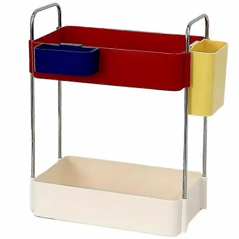 Desktop Organizer MultiLayer Makeup Storage Rack with Large Capacity ABS Plastic Red Blue Yellow