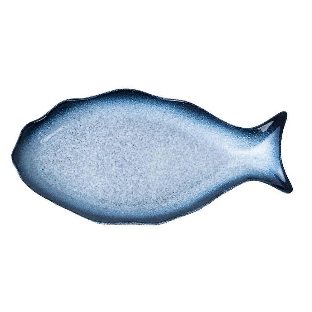 Large Ceramic Fish Shaped Serving Platter for Seafood with Elegant Durable Design