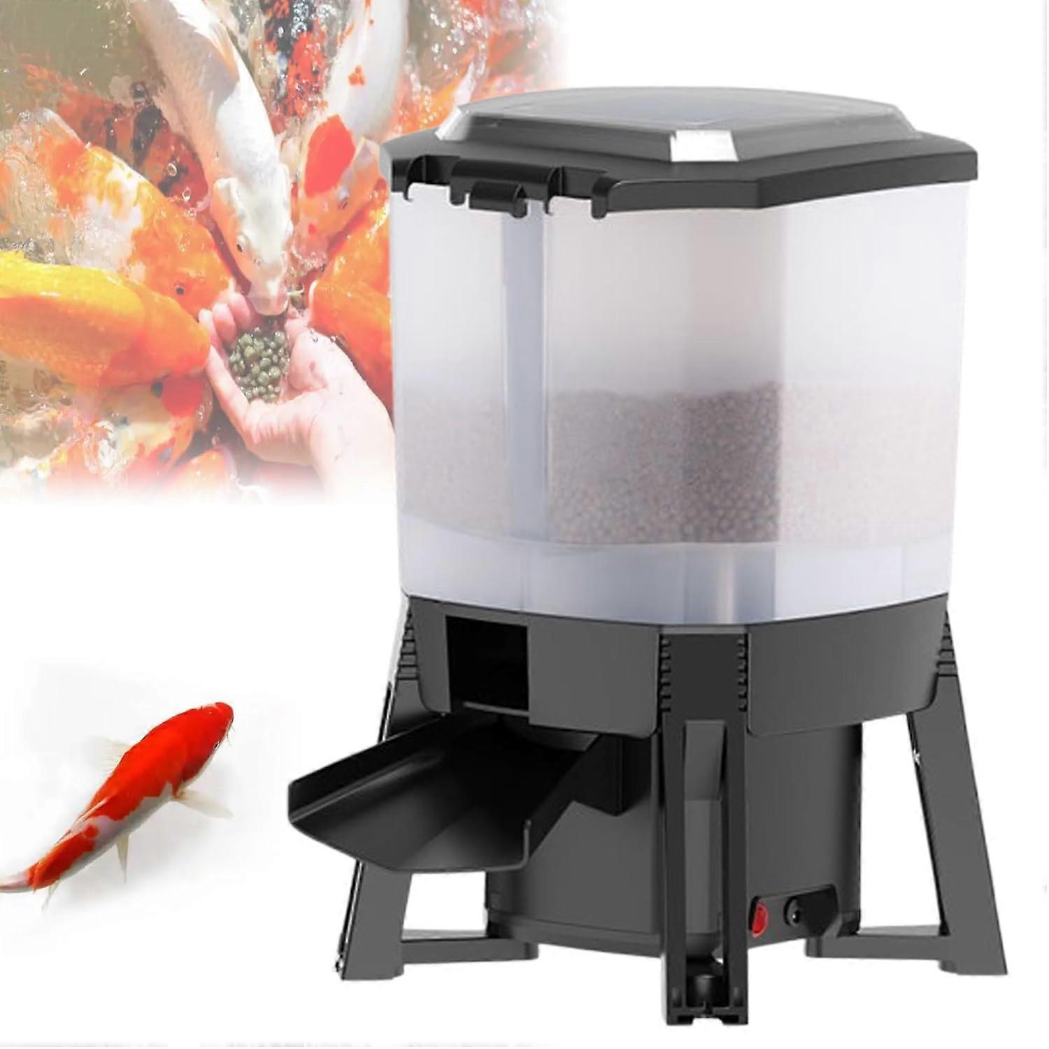 Automatic Solar Powered Fish Feeder with LCD, Smart Timed 6L for Pond, Aquarium, Goldfish