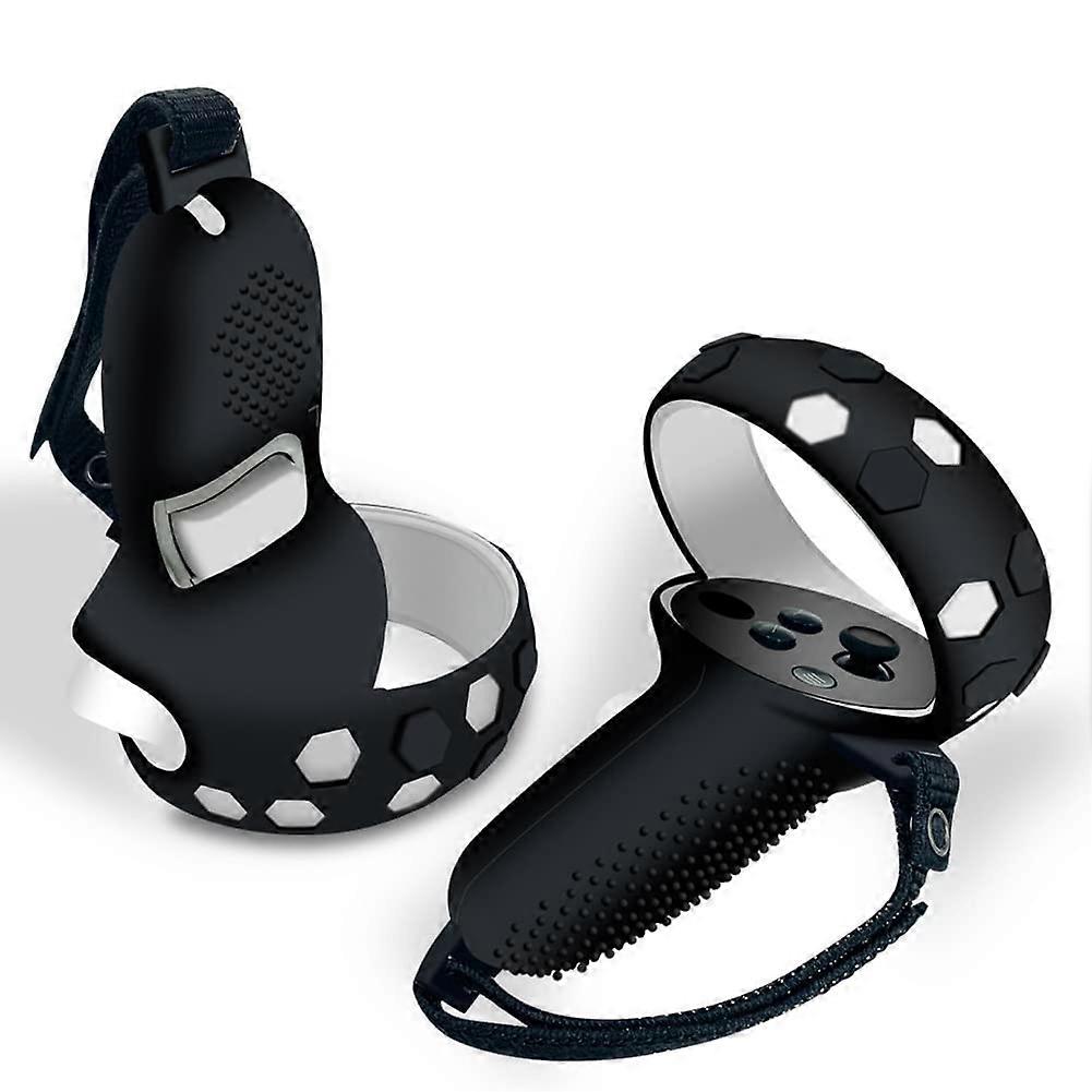 VR Controller Silicone Grip Cover with Strap Shockproof Protective Case Black