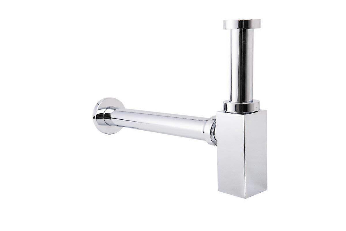 Luxury Square Chrome Bottle Trap with Adjustable Height for Bathroom Wash Basin Sink