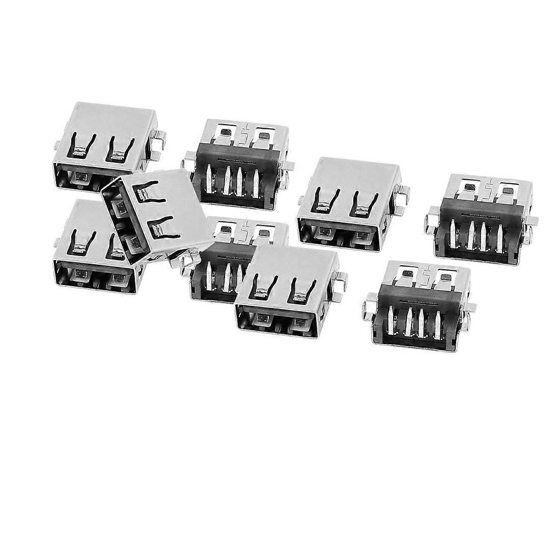 USB Type A Female Connector 4 Pin USB 2.0 PCB Mount Jack Right Angle Design for Easy PCB Installation 9 Pcs
