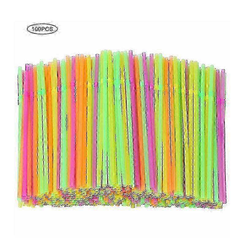 Fluorescent Bendable Drinking Straws Disposable Beverage Straws Wedding Decor