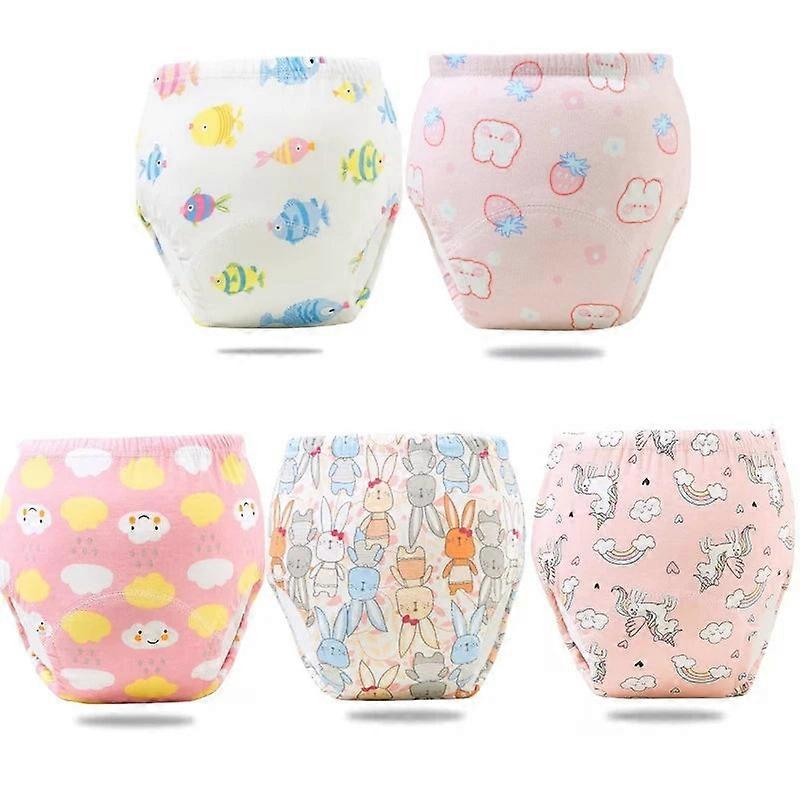 5pc Baby Potty Training Pants Cotton Tpu Waterproof Reusable Cartoon Diaper