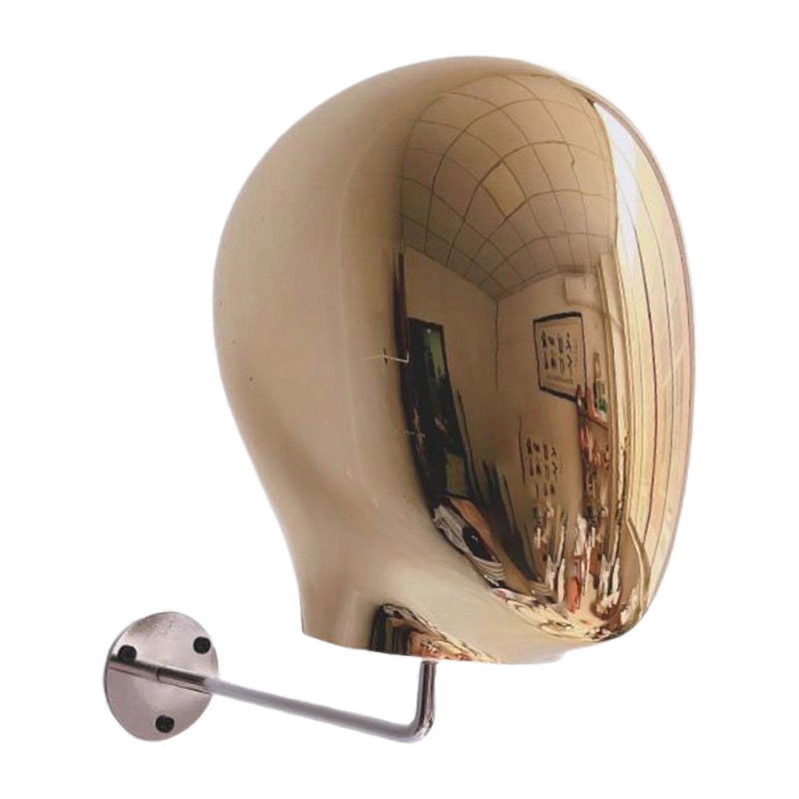 Wall Mounted Mannequin Head Hat Rack Gold Multipurpose Display Stand for Headset Home and