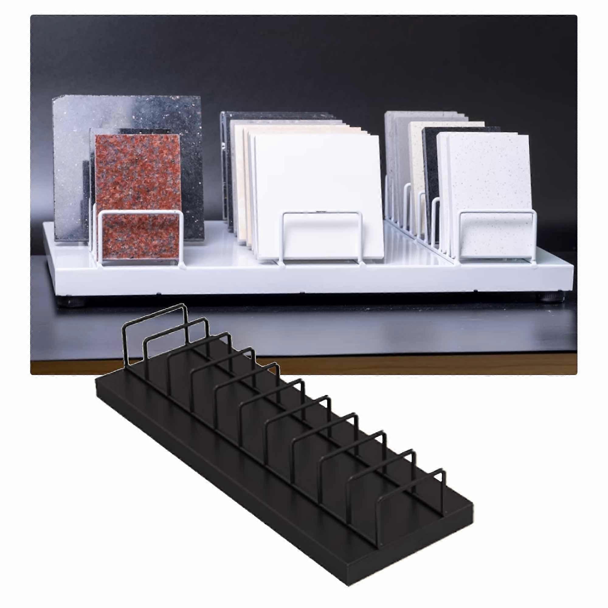 Steel Tile Sample Display Rack with Stable Construction, NoDrill Setup, Fits Marble Slabs, Black 16x35