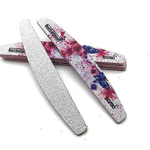 Gray 80 Grit Flower Printed Nail File Set 5pcs Washable SalonQuality Nail Buffer Block