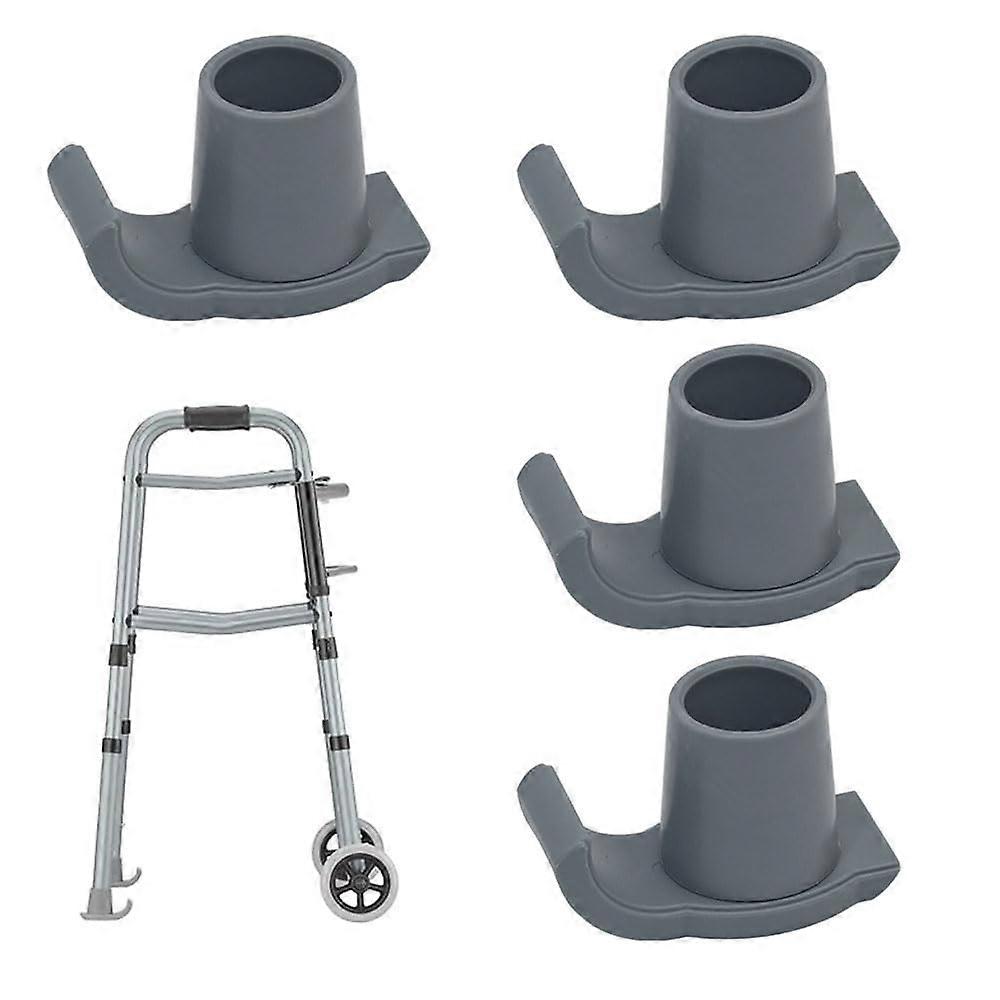 Walker Ski Glides 4 Pack Rubber Glide Caps for Seniors Universal Fit Grey Enhanced Stability