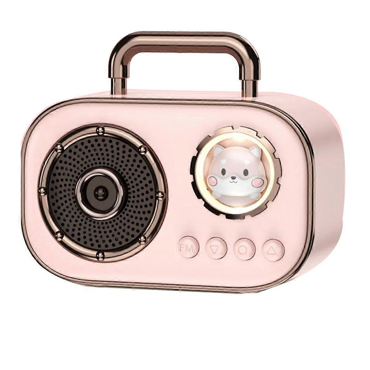 Retro Bluetooth Speaker Subwoofer Mini Wireless Speaker-Pink