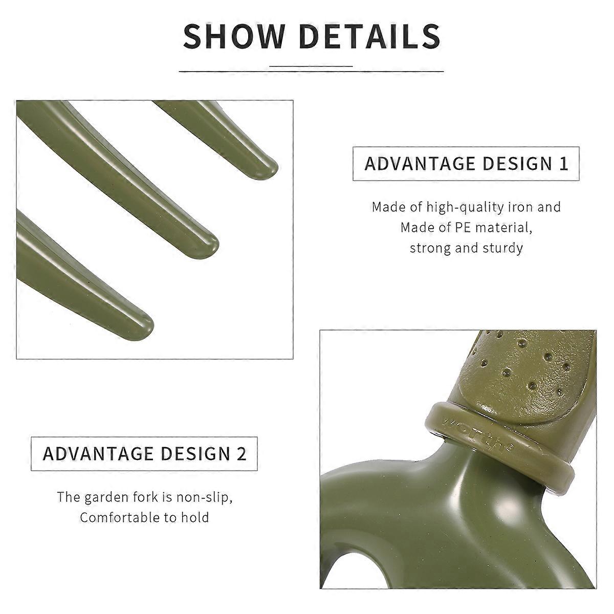 Green Gardening Fork Hand Tool for Planting with Durable Iron 2Pcs Set