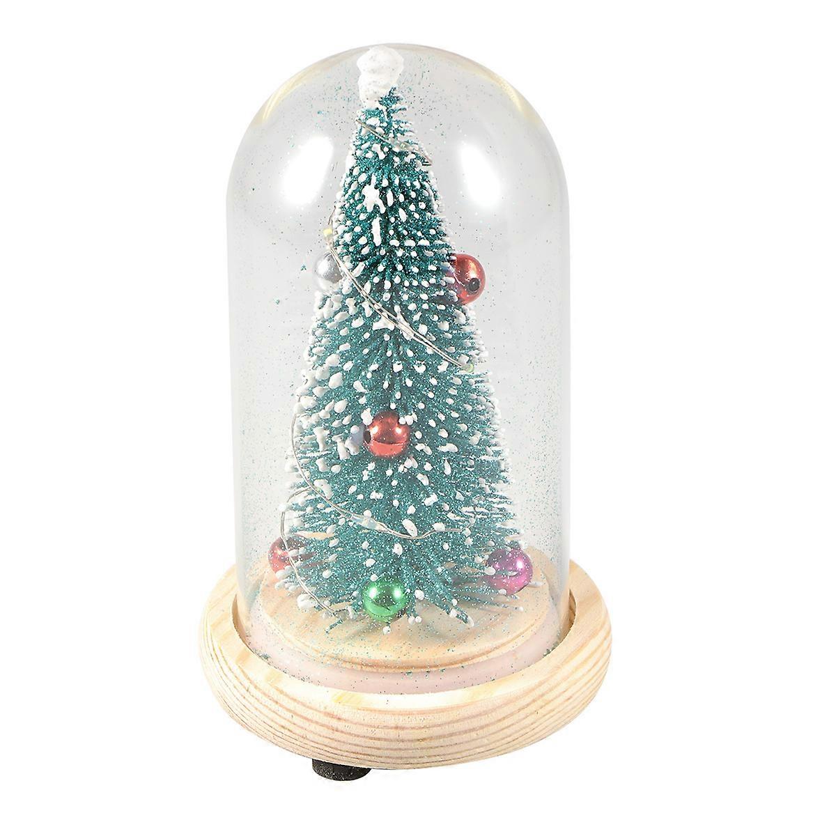 Creative LED Light Wood Base Christmas Dome Lamp for Decor Multi Color