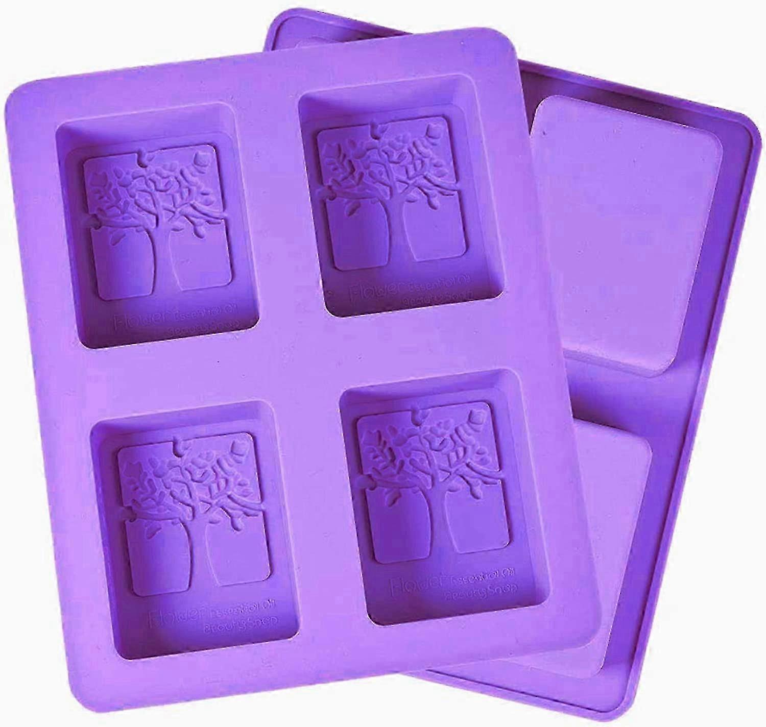 Silicone Baking Mould, 2-Piece Rectangular Set with 4 Cavity Tree Design